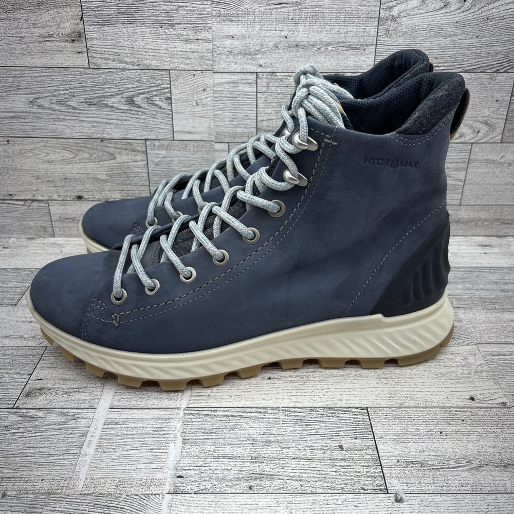 Ecco Exostrike Hydromax Blue Yak Leather‎ Hiking Boots Women Size 7 - Picture 5 of 10